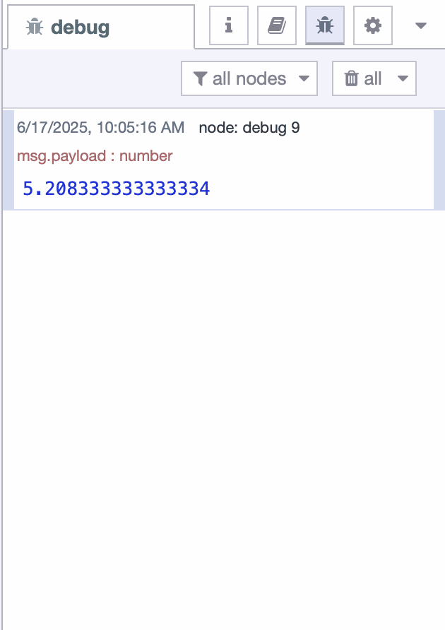 Downtime printed on debug panel